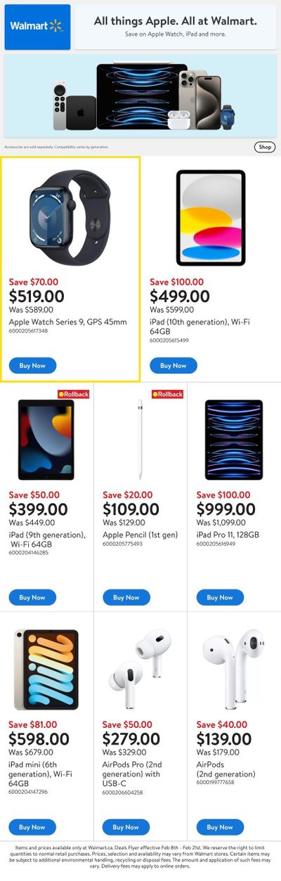Walmart All Things Apple Flyer February 8 to 21