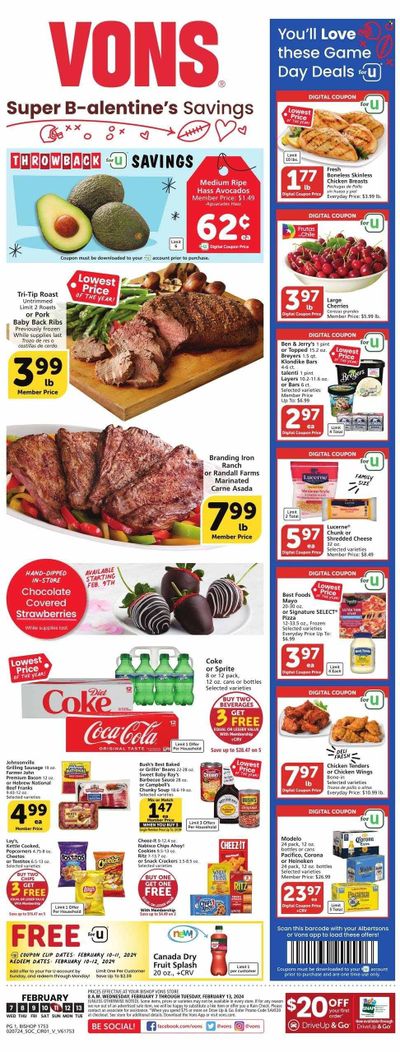 Vons (CA) Weekly Ad Flyer Specials February 7 to February 13, 2024