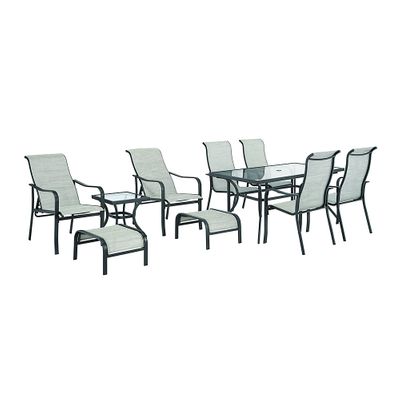Hampton Bay Greyhurst 10 Piece Sling Patio Dining & Chat Set On Sale for $ 598.00 at Home Depot Canada