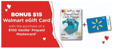 Walmart Canada: Get a $15 Walmart eGift Card When You Purchase a $100 Vanilla Prepaid Mastercard