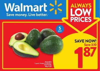 Walmart Canada: 5 Pack Bag of Avocados $1.62 This Week + Flyer Deals
