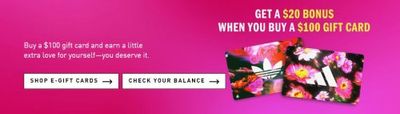 Adidas Canada: Get a $20 Bonus When You Buy a $100 Gift Card