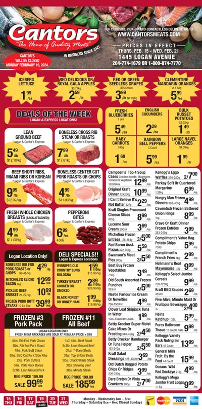 Cantor's Meats Flyer February 15 to 21