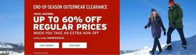Eddie Bauer Canada End of Season Outerwear Clearance: Extra 40% off with Promo Code