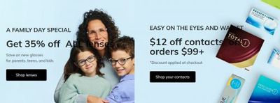 Clearly Canada: Get $12 off Contacts on Orders of $99 or More + 35% off all Lenses