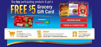 Metro/Food Basics and General Mills Canada: Get a $5 Gift Card When You Buy 2 Participating Products