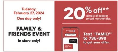 Shoppers Drug Mart Canada Family & Friends Event: Save 20% on Almost All Regular Merchandise February 27th