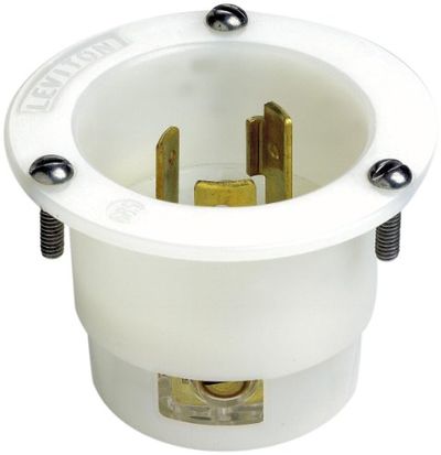 Leviton 2315 20 Amp, 125 Volt, Flanged Inlet Locking Receptacle, Industrial Grade, Grounding (White) $23.23 (Reg $25.75)
