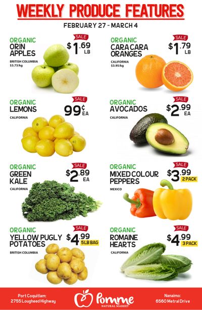 Pomme Natural Market Weekly Produce Flyer February 27 to March 4