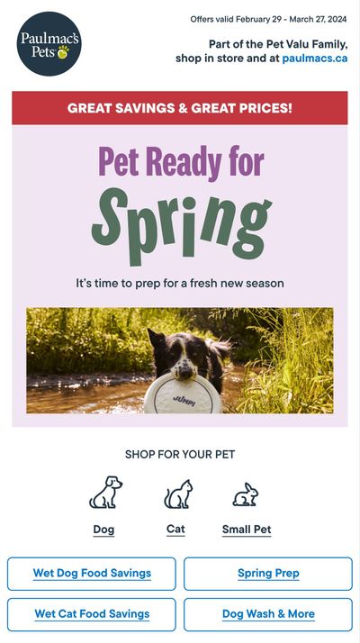Paulmac's Pets Flyer February 29 to March 27