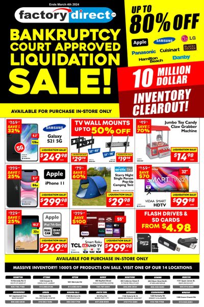 Factory Direct Liquidation Sale Flyer February 29 to March 4