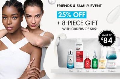 Vichy Canada Friends & Family Event: Get 25% off + Free 8 Piece Gift When You Spend $85 or More