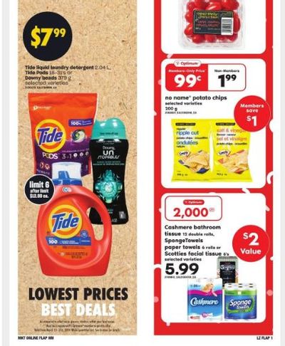 Loblaws Ontario:  Cashmere, Sponge Towels, and Scotties Products $5.99 + 2,000 PC Optimum Points