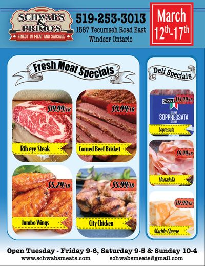 Schwab's & Primo's Flyer March 12 to 17