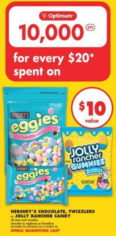No Frills Ontario: Get 10,000 PC Optimum Points for Every $20 Spent On Hershey’s Chocolate, Twizzlers, or Jolly Rancher Candy