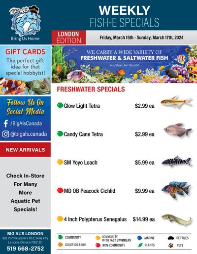 Big Al's (London) Weekend Specials March 15 to 17