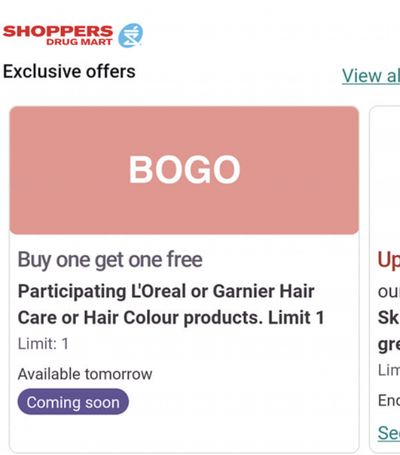 Shoppers Drug Mart Canada: Buy One Get One Free L’Oreal or Garnier Hair Care or Colour March 19th
