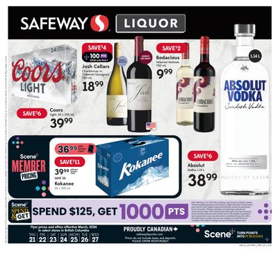 Safeway (BC) Liquor Flyer March 21 to 27