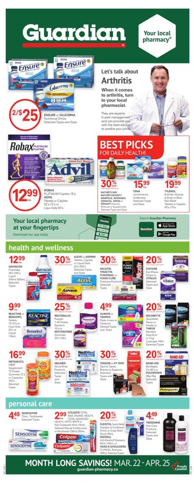 Guardian Pharmacy Monthly Flyer March 22 to April 25