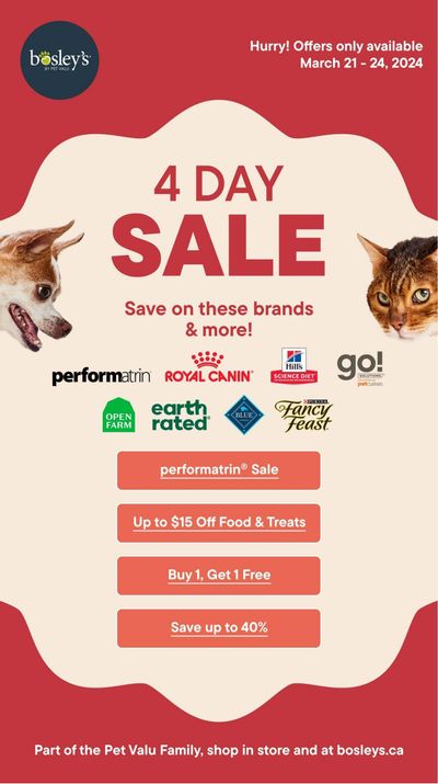 Bosley's by PetValu Flyer March 21 to 24