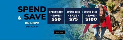 Sporting Life Canada Spend & Save Event: Save up to $100 on Your Purchase until March 27th
