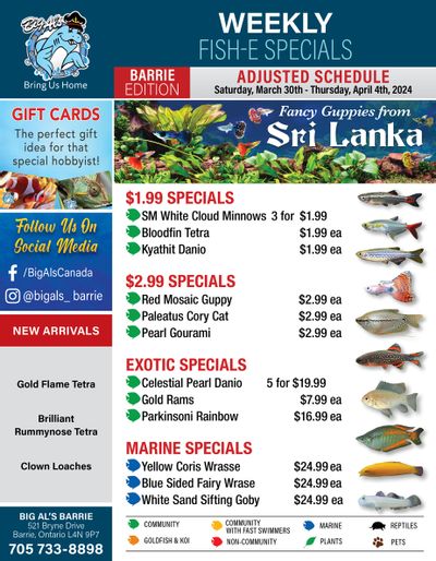 Big Al's (Barrie) Weekly Specials March 30 to April 4
