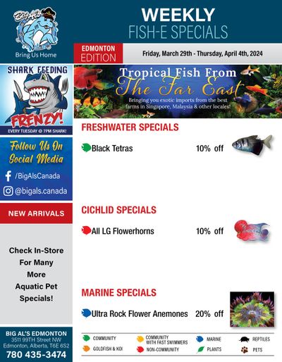 Big Al's (Edmonton) Weekly Specials March 29 to April 4