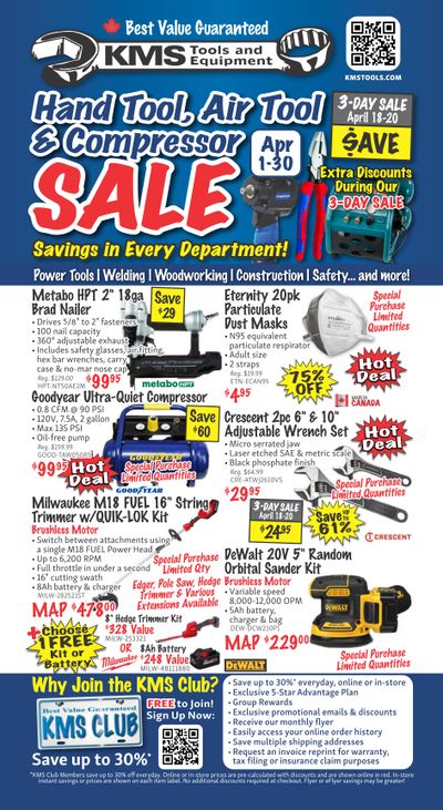 KMS Tools and Equipment Flyer April 1 to 30