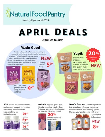 Natural Food Pantry Flyer April 1 to 30