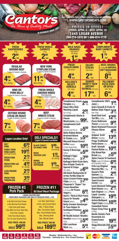 Cantor's Meats Flyer April 4 to 10