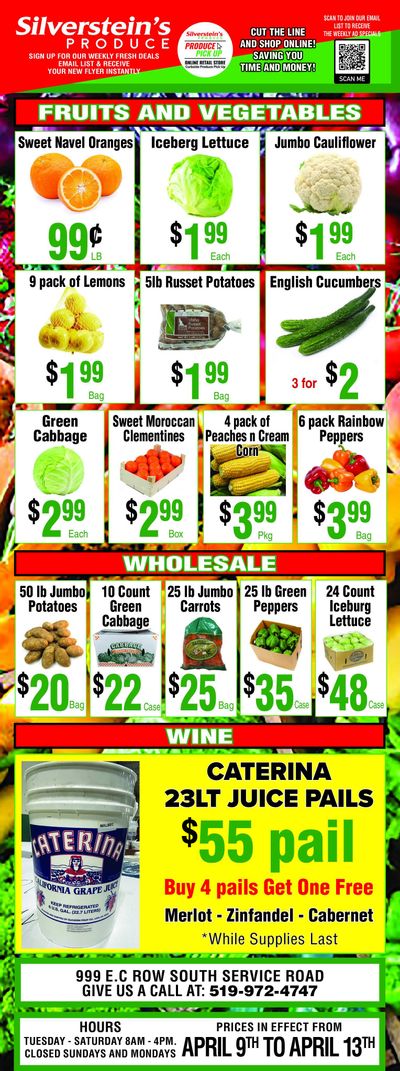 Silverstein's Produce Flyer April 9 to 13