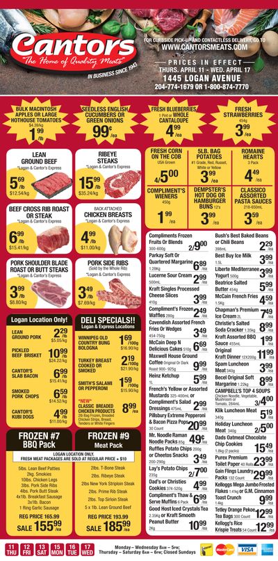 Cantor's Meats Flyer April 11 to 17