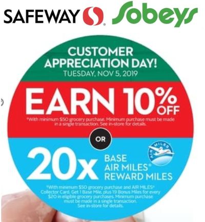 Sobeys & Safeway Customer Appreciation Day: Save 10% off or 20X Air Miles