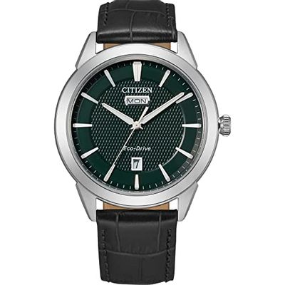 Citizen Men's Corso Stainless Steel Eco-Drive Watch with Leather Strap, Black (Model: AW0090-02X) $194.5 (Reg $239.00)