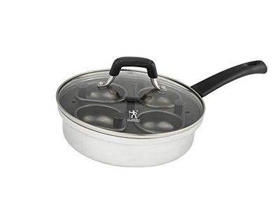 HENCKELS Non-Stick Cup 4 Eggs Poacher with Glass Lid, Silver, Black, $29.99 (Reg $49.99)