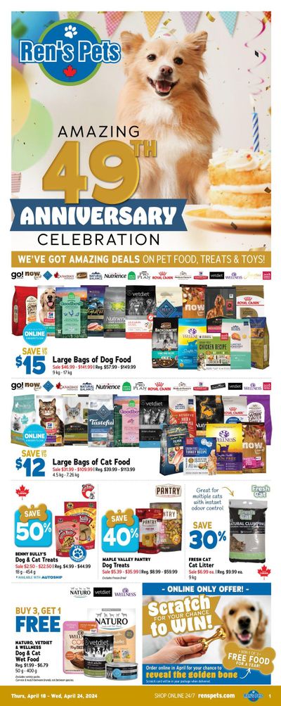 Ren's Pets 49th Anniversary Celebration Flyer April 18 to 24