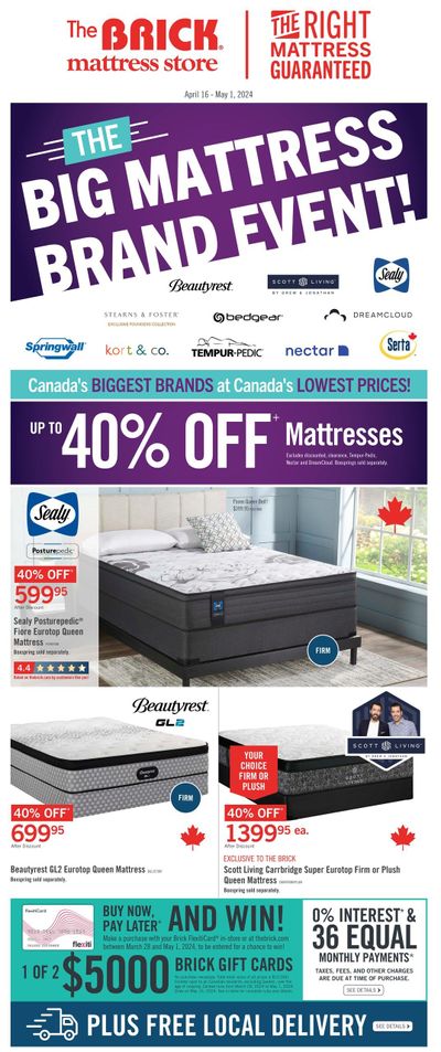 The Brick Mattress Store Flyer April 16 to May 1