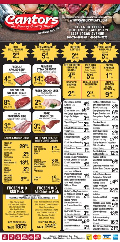 Cantor's Meats Flyer April 18 to 24