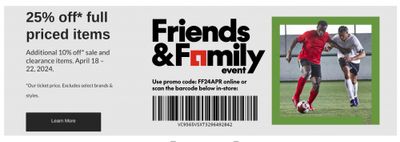 Sport Chek Canada Friends & Family Event: 25% off Full Priced Items + Additional 10% off Sale and Clearance