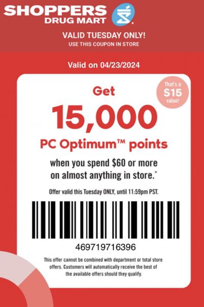 Shoppers Drug Mart Canada Tuesday Text Offer April 23rd