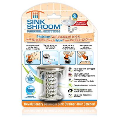 SinkShroom Nickel Edition Revolutionary Bathroom Sink Drain Protector Hair Catcher, Strainer, Snare $13.99 (Reg $23.70)