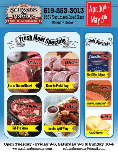Schwab's & Primo's Flyer April 30 to May 5