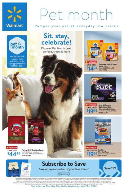 Walmart Pet Month Flyer May 2 to 29