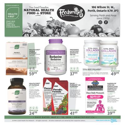 Foodsmiths Health First Flyer May 3 to 18