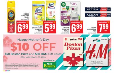 Food Basics Ontario: Get $10 Off $50 Boston Pizza and H&M Gift Cards Until May 15th