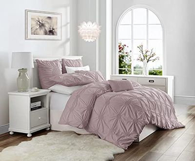 Swift Home Premium 2-Piece Ruched Pinch Pleat Rosette Floral Pintuck Duvet Cover & Sham Set with Corner Ties and Hidden Zipper -- Mauve, Twin/Twin XL (Comforter Not Included) $33.58 (Reg $49.99)