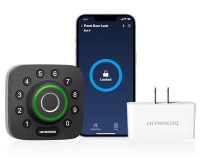U-Bolt Pro Bluetooth Enabled Fingerprint and Keypad Smart Deadbolt + Bridge WiFi Adaptor | 6-in-1 Keyless Entry | Control Remotely Via Smartphone | Fingerprint ID | Anti-peep Code | Auto Unlock & Lock $110.73 (Reg $249.99)