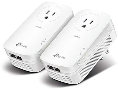 TP-Link AV2000 Powerline Adapter (TL-PA9020P KIT) - 2 Gigabit Ports, Ethernet Over Power, Plug&Play, Power Saving, 2x2 MIMO, Noise Filtering, Extra Power Socket for other Devices, Ideal for Gaming $99.99 (Reg $129.99)