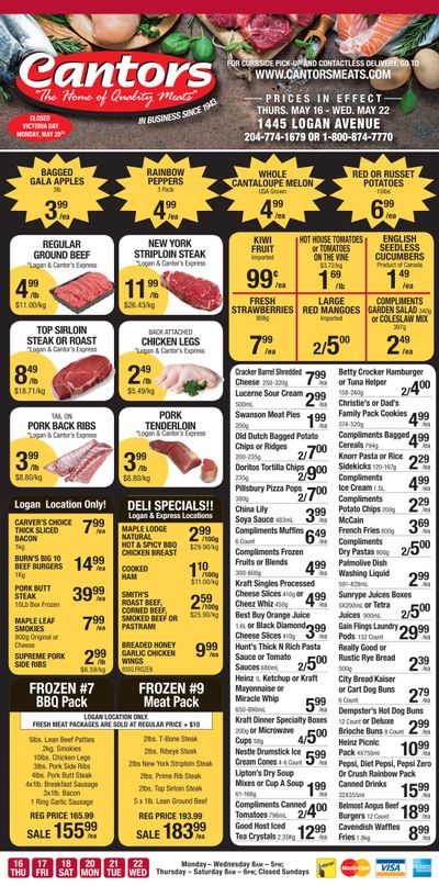 Cantor's Meats Flyer May 16 to 22