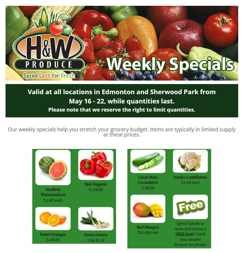 H&W Produce (Edmonton & Sherwood Park) Flyer May 16 to 22